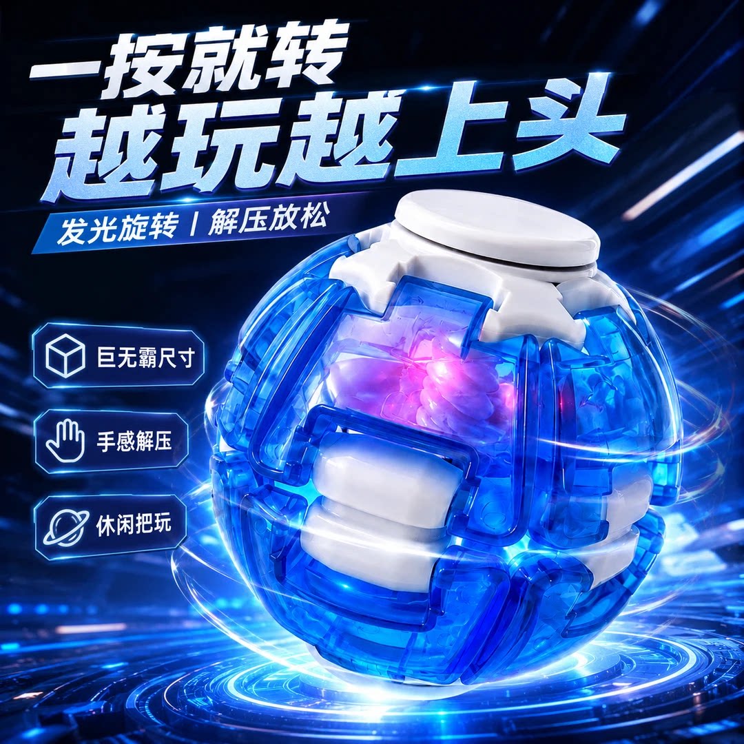 网红炫彩发光按压旋转减压指尖陀