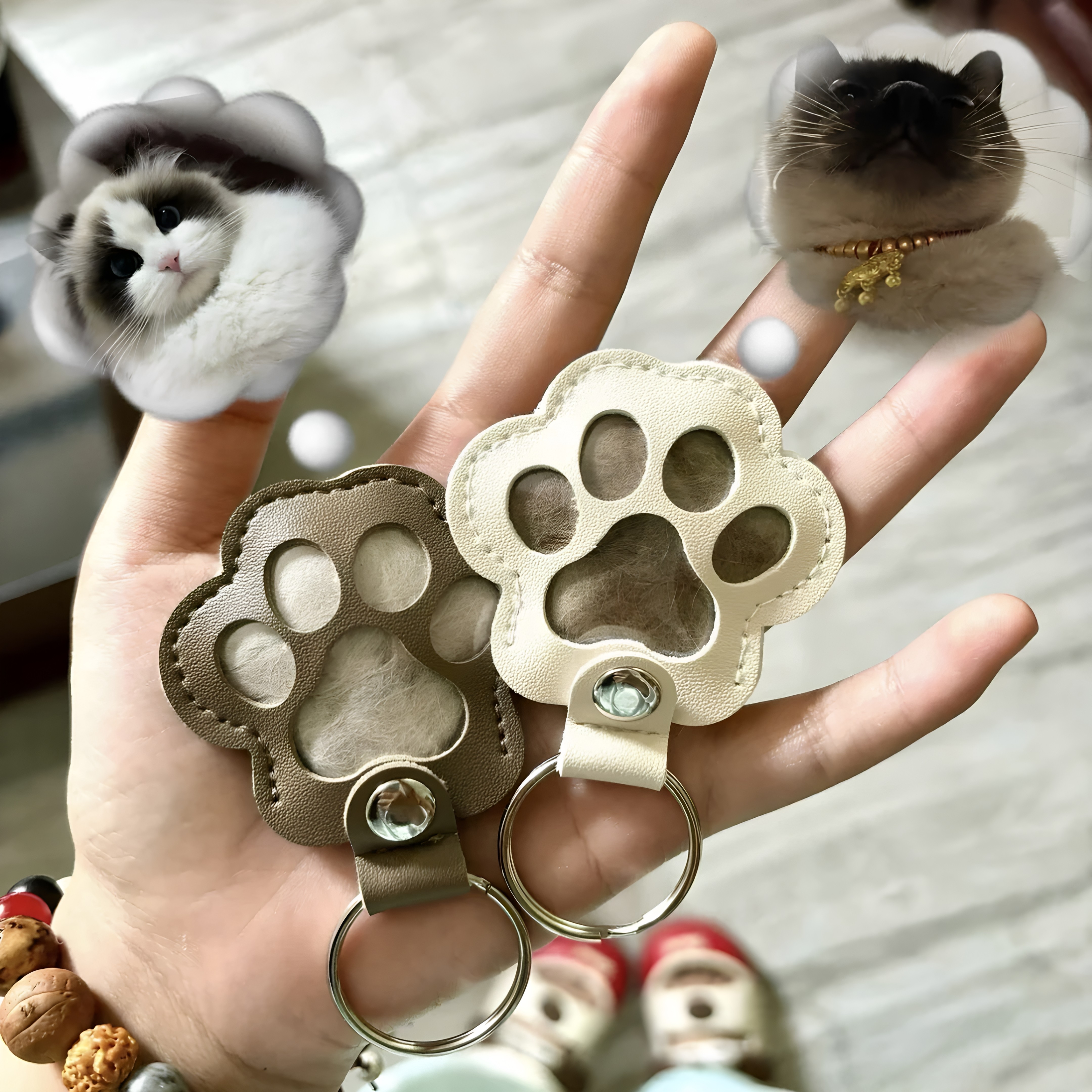 猫毛收纳挂件宠物狗狗毛发纪念钥匙扣收集器小猫咪兔子猫爪装挂饰