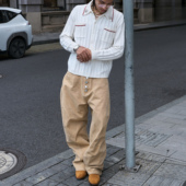 范丞丞同款 重磅自然水洗做旧经典 五扣工装 STEEPC 弯刀廓形长裤