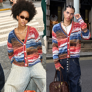 STEEPC 地中海油画*慵懒宽松针织长袖开衫毛衣外套