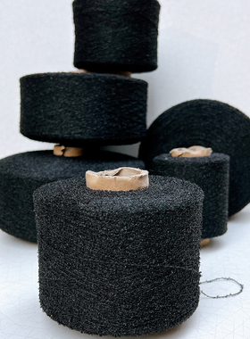 小香风纯丝黑色迷你圈圈纱电脑刺绣机器织绳手工编织手工混线配线