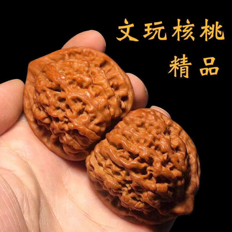 野生文玩核桃龙纹麒麟纹官帽四座楼闷尖白狮子头苹果圆手把玩新手