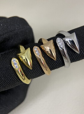 26年新款光面马眼钻头戒指女小众感高级轻奢食指戒开口可调节指环