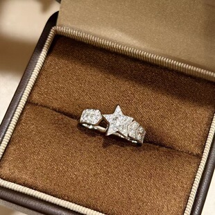 S925纯银 彗星流星开口戒指五角星设计感可调节均码轻奢百搭星星