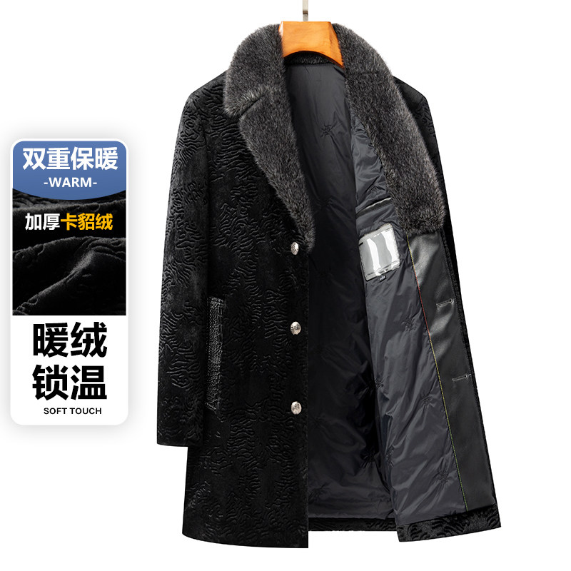 金貂绒男士大衣翻领冬季中长款商务爸爸装轻奢外套休闲加厚款外套