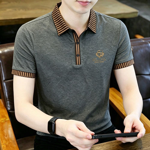 轻奢老钱风男装轻奢高级感短袖polo衫男夏薄款2026新款商务t恤男