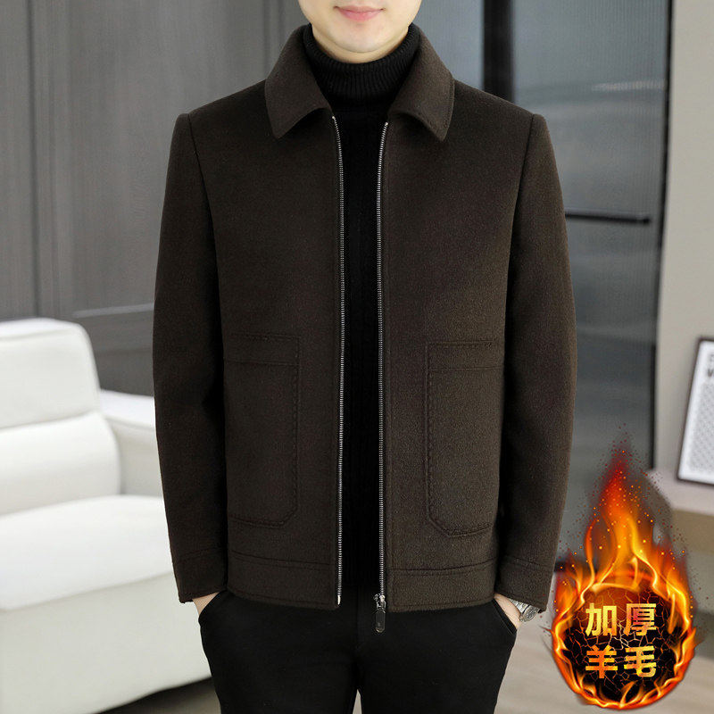 男士双面呢大衣秋冬季短款加厚毛呢外套男装翻领羊毛夹克高档衣服,男装,毛呢大衣,淘宝优惠券,粉丝福利购,淘宝优惠卷