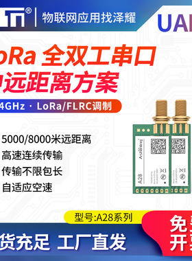 泽耀LoRa全/半双工2.4G无线串口模块SX1281高速连传自适应空速