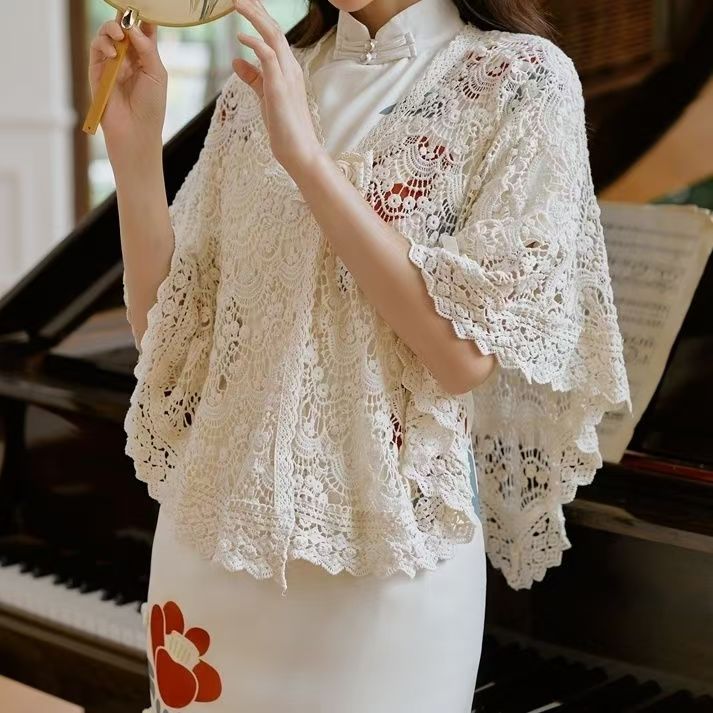 洋气淑女纯棉无袖披肩大坎肩