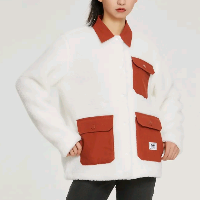 VANS范斯秋男女款摇粒绒拼色休闲夹克中长外套VN0A5JNG7VJ