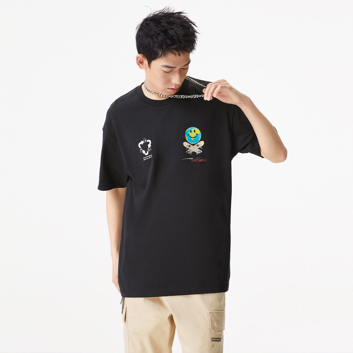 李宁ogslick联名款夏季新款男女同款宽松运动t恤ahss299-1