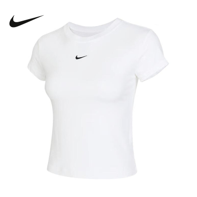 Nike耐克夏季新款女士修身圆领针织短袖T恤FV5509-100
