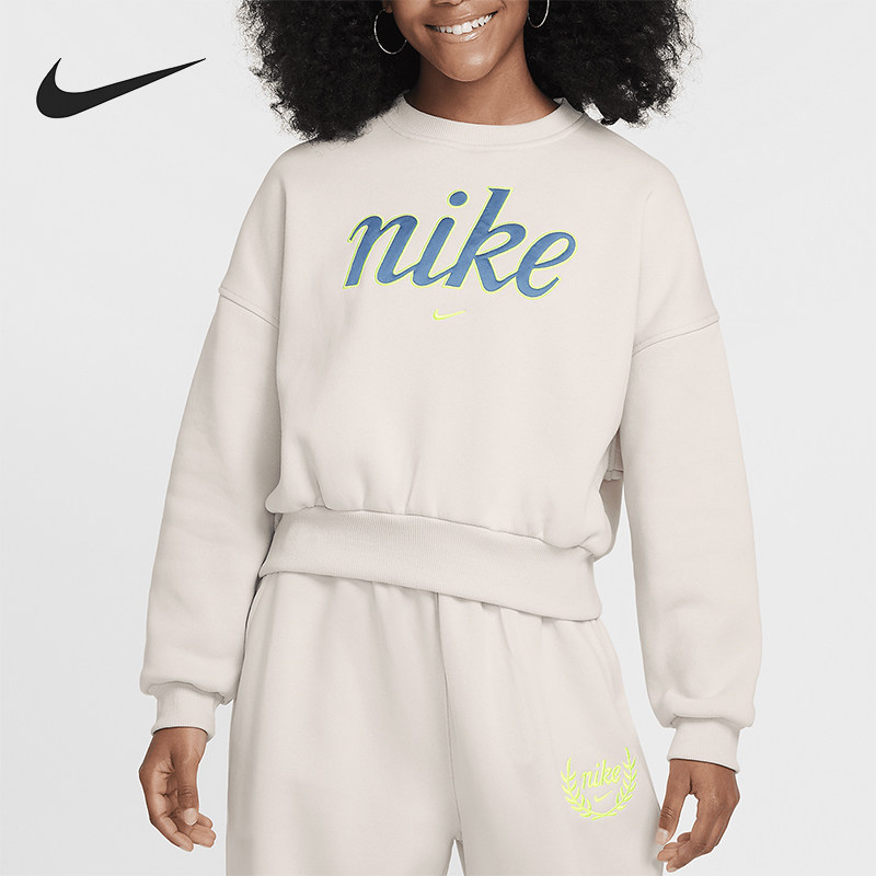 Nike耐克正品新款大童加绒针织圆领舒适运动休闲卫衣FZ5566-072