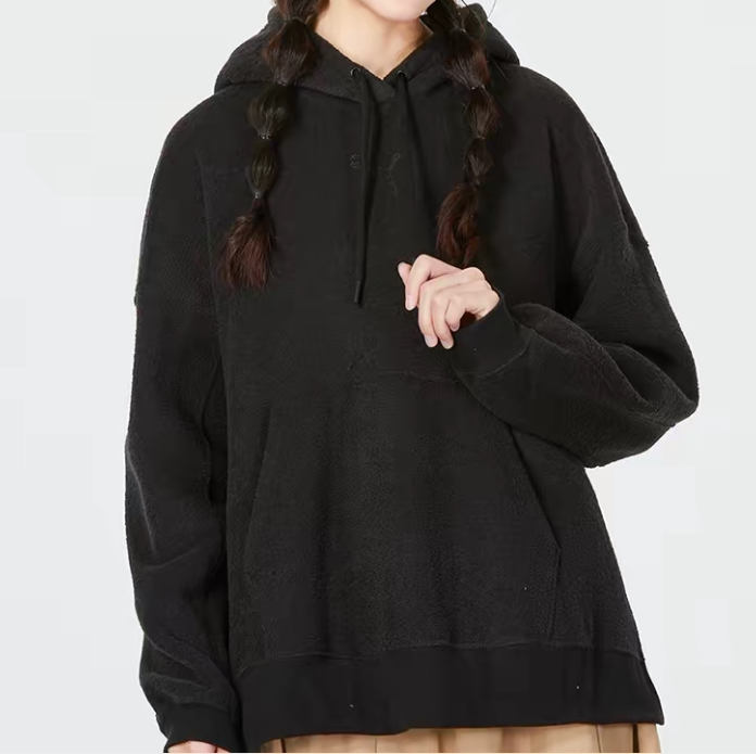 Puma彪马羊羔绒女子加绒保暖连帽运动套头卫衣672132-01