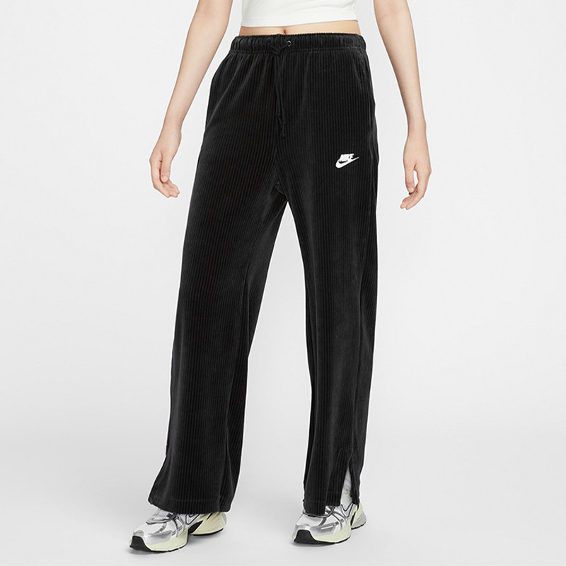 【微瑕】NIKE耐克女子秋冬灯芯绒直筒侧开叉阔腿长裤HQ1579-010