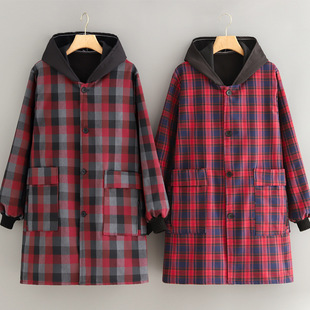 秋冬加绒罩衣女外穿保暖正穿加厚长袖 围裙防污耐脏上班工作服外套