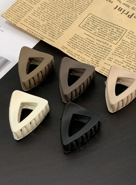 高马尾固定发夹4.5cm中号三角形气质简约奶咖色发抓盘发头饰