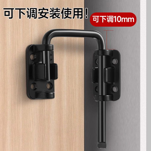 免打孔不锈钢门锁90度推拉门卡扣