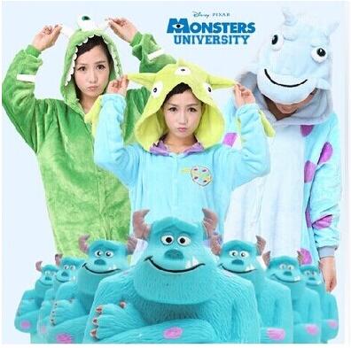 秋冬毛怪三眼怪单眼怪兽大学卡通连体睡衣男女情侣亲子儿童家居服