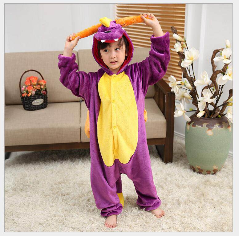 紫龙大灰狼袋鼠跳跳虎皮杰猪大白儿童卡通动物连体睡衣男女宝演出