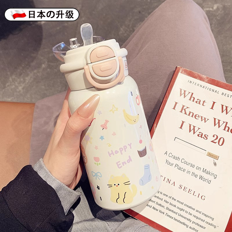 日本新款保温杯女高颜值食品级316儿童水杯上学专用学生可爱杯子