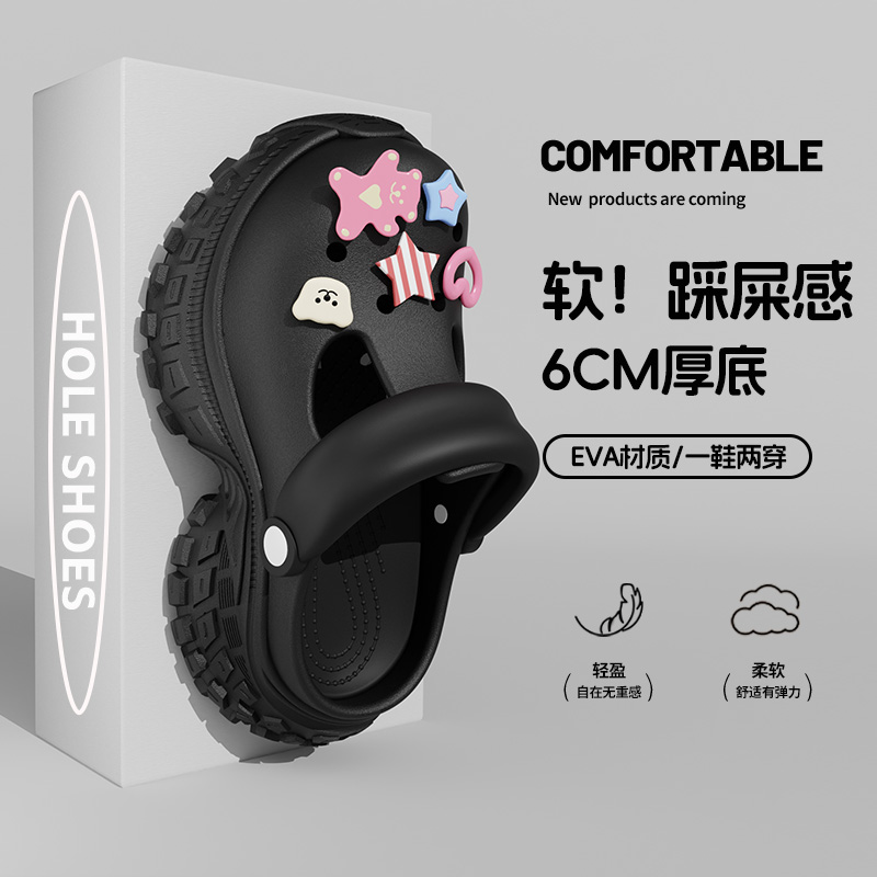 2025新款洞洞鞋女夏季外穿厚底增高防滑巨好看的凉鞋女DIY包头拖
