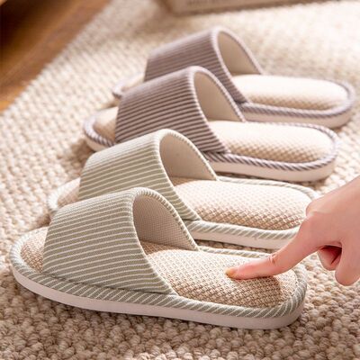 亚麻拖鞋女居家用室内