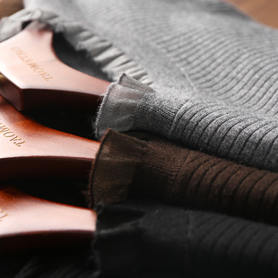 兔毛羊毛打底针织衫 唯美网纱拼木耳边领修身 女 浪漫轻法风 淘么淘