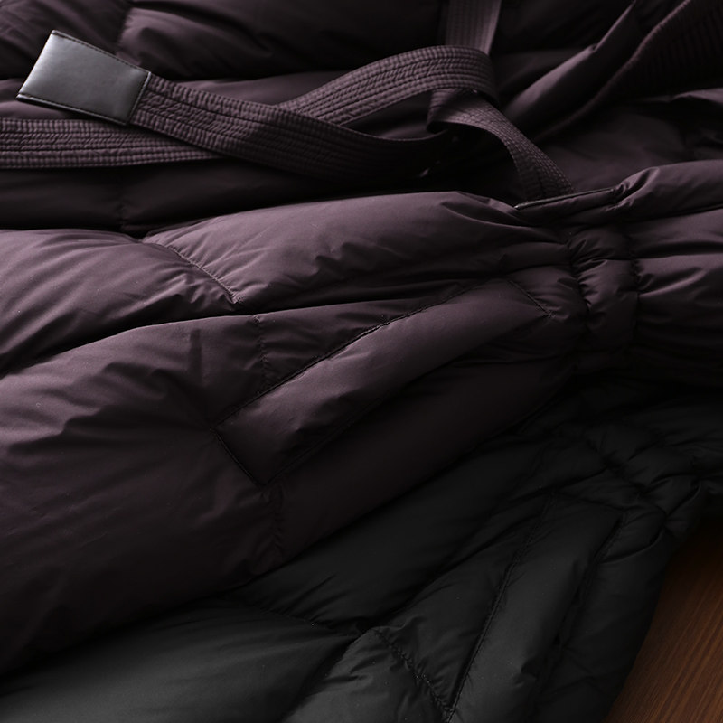 淘么淘 优雅高格调 白鸭绒系带收腰针织拼连帽2026巨好看的羽绒服