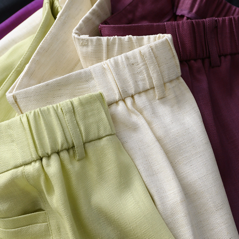 【折】 简约老钱风 天然亚麻+莱赛尔高腰直筒后松紧腰开叉半身裙