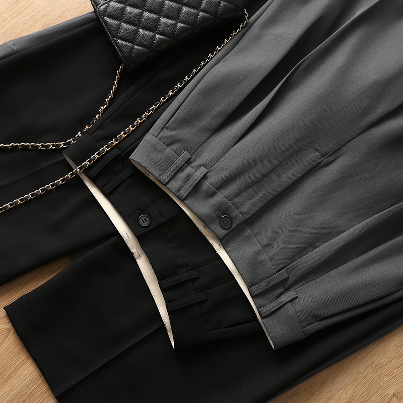 【折】 及简优雅腔调 气质显瘦佰搭通勤高腰压褶阔腿西装裤女早秋