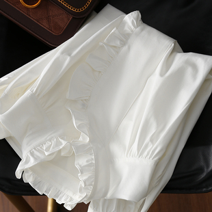 上衣新款 淘么淘 衬衫 宫廷木耳边立领长袖 目光奏曲 2026早春法式
