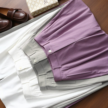 【折】无忧裤 T800超态棉抗皱宽松藏肉后松紧高腰阔腿西装裤女夏