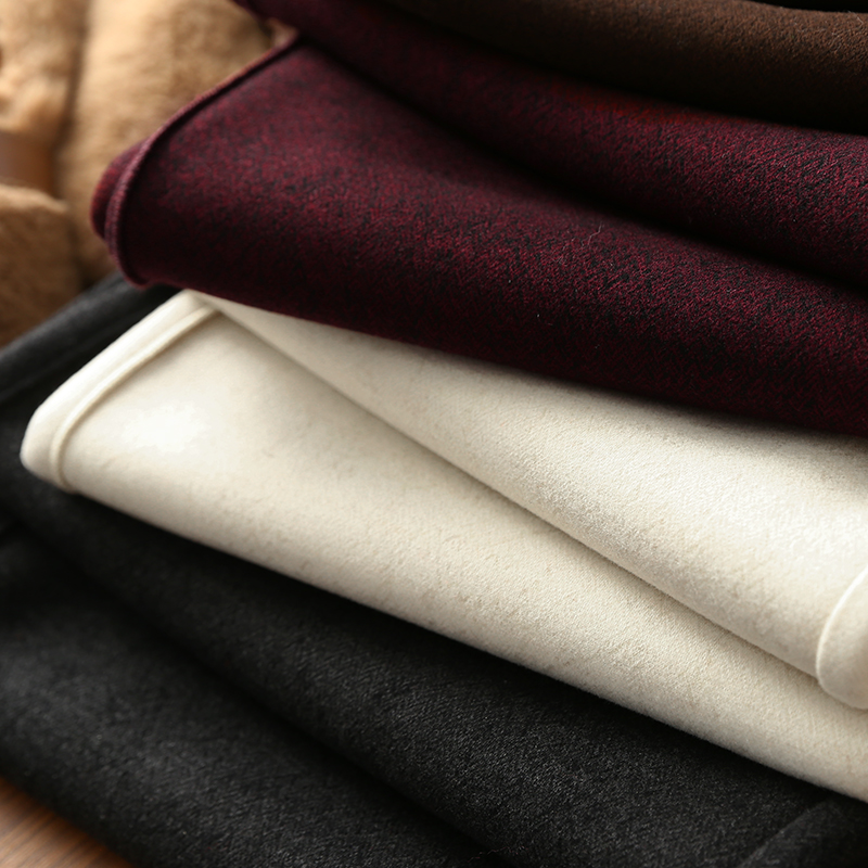 羊绒羊毛醋酸宽松直筒毛呢裤