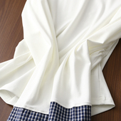 穿搭伴侣 设计款 袖 淘么淘 口拼格纹皱褶收腰显瘦圆领长袖 T恤女