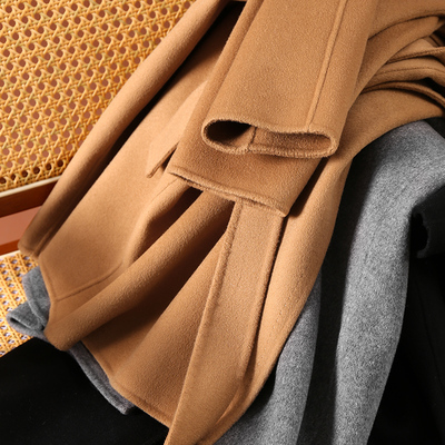 利落大气羊毛羊绒双面呢立领大衣