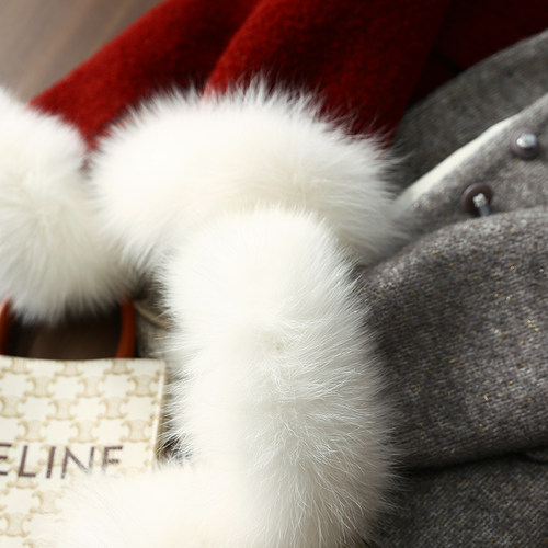 淘么淘 名媛高及感 新年套装亮丝羊毛粗花呢羽绒服+半身裙两件套