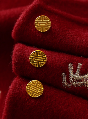 淘么淘 “马到成功”！羊绒羊毛天丝新中式红色刺绣双面呢马甲女