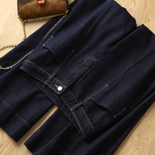 棉中缝阔腿牛仔微喇长裤 磨毛保暖复古蓝天丝 休闲老爹风 淘么淘