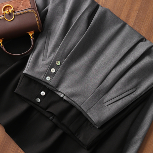 新款 淘么淘 侧纽扣高腰A字半身裙压褶伞裙26年春季 法式 气质优雅