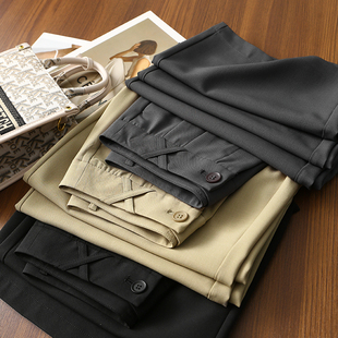 折 女新款 小众设计交叉腰袢高腰宽松直筒阔腿西装 休闲裤 夏 裤