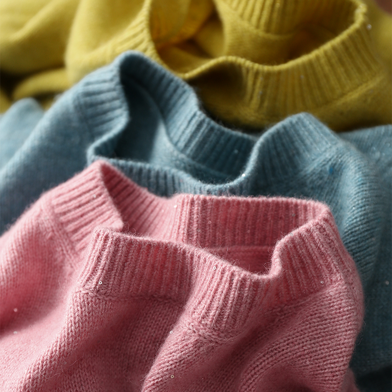 淘么淘 毫不费力的美~绵羊毛+特种动物毛亮丝亮片针织衫毛衣女冬