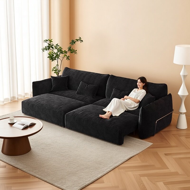 包豪斯电动功能布艺沙发床雪尼尔绒大小户型复古风可伸缩直排沙发,住宅家具,功能沙发,淘宝优惠券,粉丝福利购,淘宝优惠卷