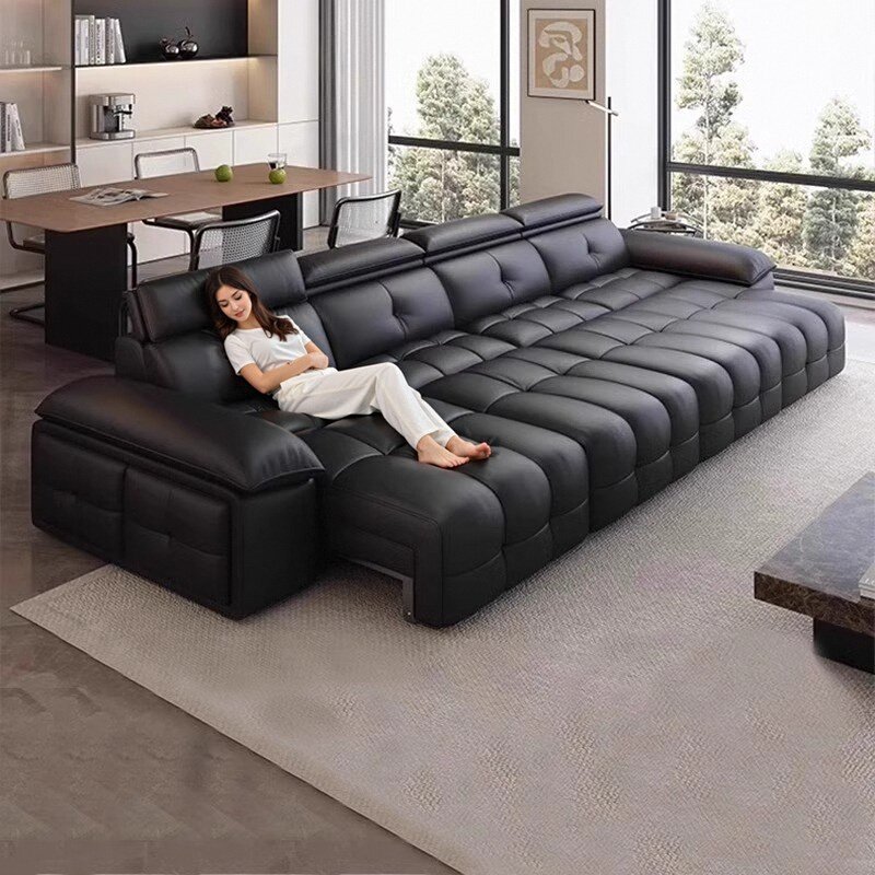 劳伦斯电动功能真皮沙发床小户型客厅意式极简约可伸缩直排沙发,住宅家具,功能沙发,淘宝优惠券,粉丝福利购,淘宝优惠卷