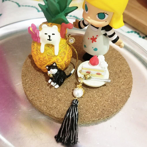 原创设计风不对称猫咪耳夹送女友