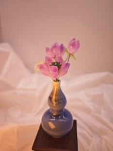 好运莲莲 国风摆件 供佛花 陶瓷摆件 手工盆栽 琉璃摆件