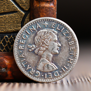 英国伊丽莎白6便士前苏联打铁做旧复古工业风硬币收藏创意纪念章