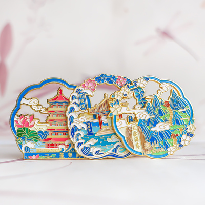 泰山趵突泉蓬莱阁青州古城冰箱贴旅游纪念品文创磁吸