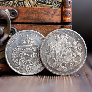 巴西2000瑞斯古币瑞典国王奥斯卡复古仿古代硬币创意摆件收藏把玩