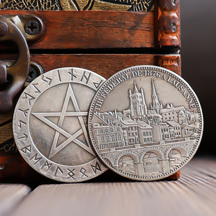 五角星瑞士城堡做旧复古纪念章工业风摆件创意小礼物收藏硬币